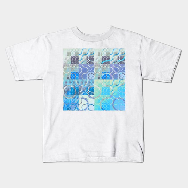 Blue fractal mosaic Kids T-Shirt by krinichnaya